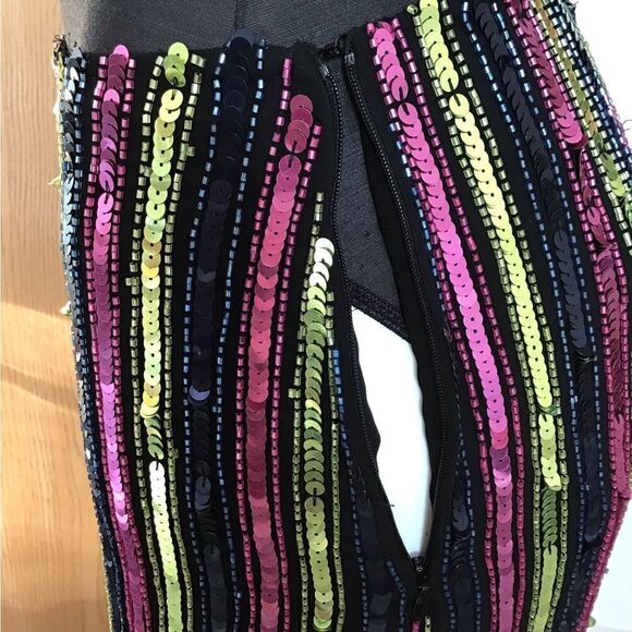 Nasty Gal Stripe Tassel Beaded Hem Mini Skirt New Size 6 - Picture 10 of 11